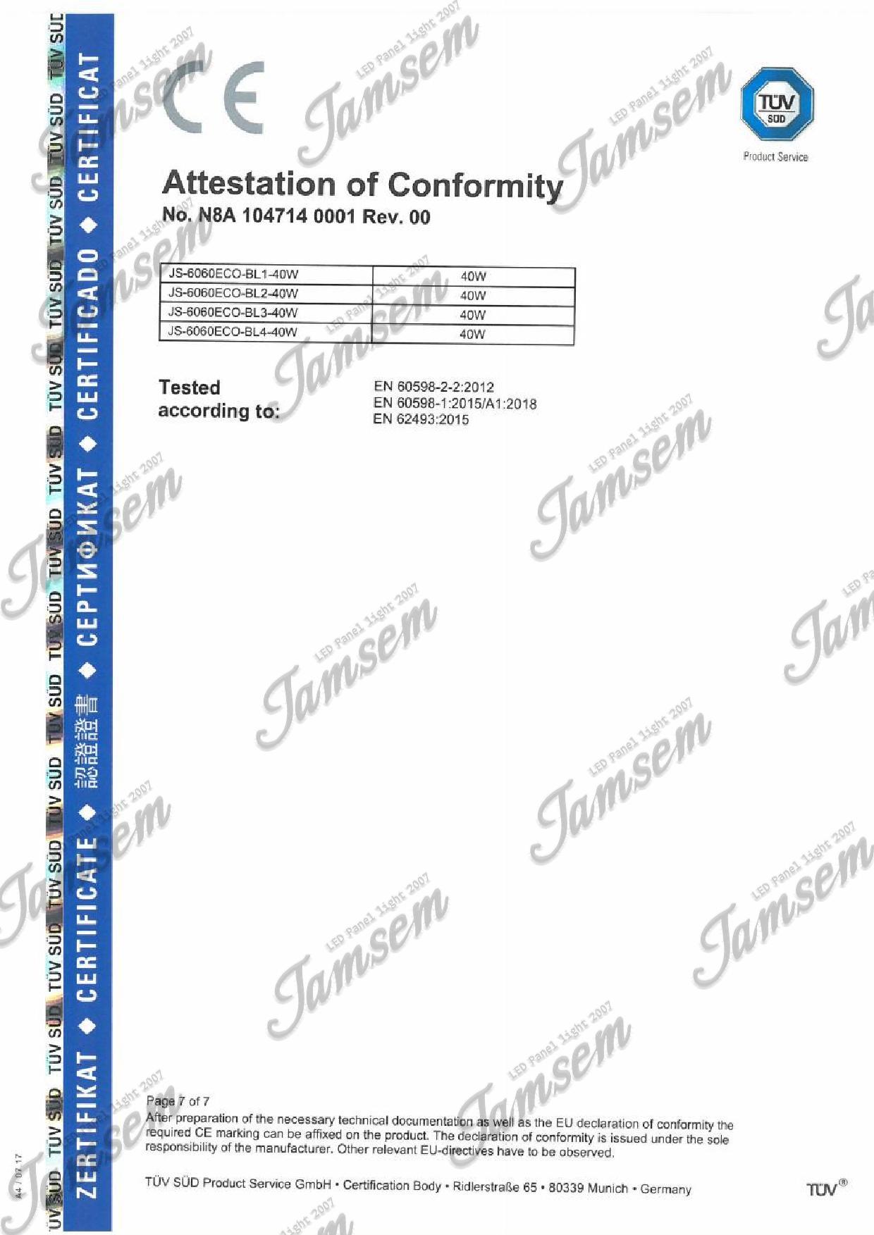 LED panel light CE LVD certificate - JAMSEM_7